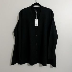 COPY - COS Boiled Black Wool A-Line Cardigan
